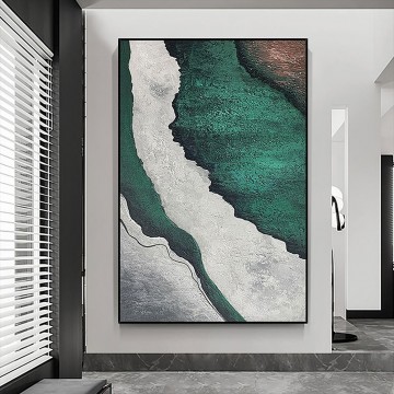 Strandwelle abstrakte grüne 05 Wandkunst Minimalismusbeschaffenheit Ölgemälde